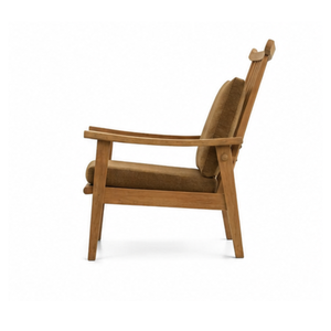Fauteuil de jardin moderne en bois avec coussin, dossier à lattes, chaise de lecture d'extérieur pour patio - Product Image 2