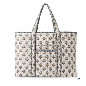 Bolsas de Mano de Algodón con Estampado de Bloques de Jaipur, Estilo Bohemio Premium, Ecológicas, Ligeras, con Cierre Seguro, Multiusos, Ideales para la Playa - Product Image 1