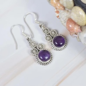 Hot Sale 925 Sterling <b>Silver</b> Amethyst <b>Dangle</b> <b>Earrings</b> Handmade Purple Gemstone February Birthstone Drop <b>Earrings</b> for Women Gift - Product Image 4