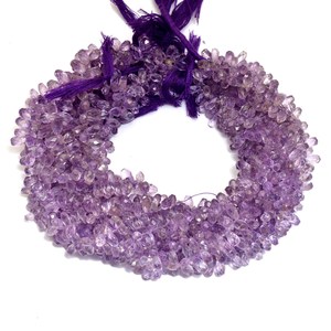 Cuentas de amatista facetadas en forma de lágrima de 4x8mm-5x10mm, piedras preciosas semipreciosas naturales, cuentas sueltas de fantasía para la fabricación de joyería. - Product Image 3