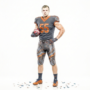 Breathable American Football Uniform Set in Grey with Orange Color Combination Unisex Sports Clothes at Factory Sale Rate - Product Image 3