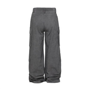 Pantalon cargo pour homme à taille basse et jambes larges, en laine, avec plusieurs poches, style hip-hop, imperméable et coupe-vent, fermeture à cordon - Product Image 2