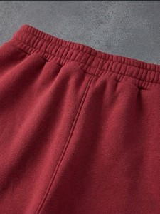 Pantalones de chándal de forro polar rojos para mujer, corte recto y holgado, cintura media, con cordón, casuales, de largo completo, con logo bordado en la pierna derecha, para otoño - Product Image 5
