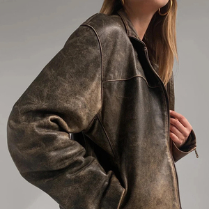 Veste en cuir pour femme, vente en gros, nouvelle mode, coupe-vent, très tendance - Product Image 4