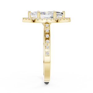 Anillos Clásicos de Oro Amarillo de 14K con Diamante Cultivado en Laboratorio Certificado por IGI de 2 CT, Corte Marquesa, para Aniversario, Boda, Compromiso, con Halo - Product Image 4