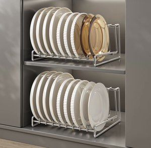 Escurridor de Platos Plegable y Apilable de Acero Inoxidable, Estante de Almacenamiento para Gabinete de Cocina con Bandeja de Drenaje y Organizador de Cajones - Product Image 2