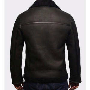 New Style Top Quality Material Breathable Pilot Flying <b>Leather</b> Jacket Men Black <b>Fur</b> Collar Custom <b>Leather</b> <b>Coat</b> Men Winter Jacket - Product Image 4