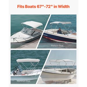 Tendalini Bimini per Barche a 3 Archi, Telo in Poliestere 600D, Telaio in Lega di Alluminio, Impermeabile, Parasole, Tendalino per Barca, Ricambi e Accessori - Product Image 6