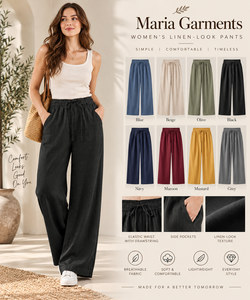 Ensemble deux pièces d'été en lin/coton, débardeur blanc coupe ample et pantalon large noir, pour le commerce électronique mondial, commande en gros - Product Image 2