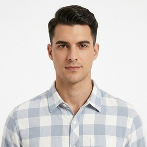 Men's Blue Check Pattern <b>Shirt</b> Long Sleeve Button Front Casual Woven Flannel <b>Shirt</b> for Everyday Use - Product Image 3
