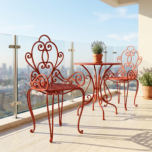 Juego de muebles de jardín de hierro forjado estilo victoriano marca KHP, resistente a la intemperie, no plegable. - Product Image 3