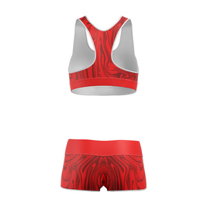 Conjunto de Yoga Ligero de 2 Piezas con Cintura Media, Top Corto con Cuello Redondo y Pantalones Cortos con Cintura Elástica, Elástico en 4 Direcciones y Transpirable - Product Image 2