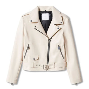 Custom Cream Ivory Women’s Genuine Leather <b>Biker</b> <b>Jacket</b> Slim Fit Asymmetrical Zip Motorcycle Fashion <b>Jacket</b> - Product Image 2