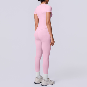 Conjunto de Yoga de 2 Piezas, Sin Tirantes, Cintura Alta, Largo Completo, Sin Costuras, Transpirable, Elástico en 4 Direcciones, Estampado Deportivo, Verde Sólido - Product Image 6