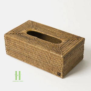 Boîte à mouchoirs en rotin écologique, panier de rangement multifonctionnel, organisateur en osier ODM OEM pour télécommande et décoration intérieure - Product Image 2