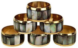 Quality Design Brass <b>MOP</b> Napkin Ring Metal Napkin Ring With <b>MOP</b> Inlay Stainless steel Napkin Ring At very reasonable Price - Product Image 2