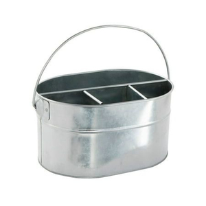 Organizador de utensilios de cocina de metal galvanizado de alta calidad, portátil, con 4 compartimentos, para guardar cubiertos, ideal para servir en el hogar o en fiestas. - Product Image 1
