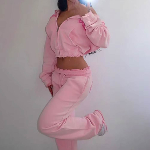 Survêtement court moulant d'hiver pour femmes grandes tailles, couleur unie, style streetwear, 100 % polyester satiné, tissu écologique et respirant - Product Image 6