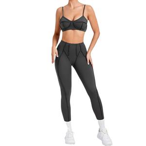 Nouvel ensemble de yoga 2 pièces pour femme 2026 – Soutien-gorge de sport et leggings taille haute sans manches à séchage rapide en Spandex/Nylon, décoré de cristaux, ajustable - Product Image 1