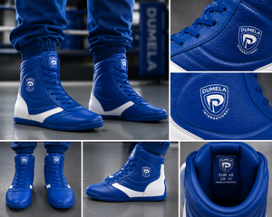 Botas de Boxeo Dumela, Azules y Blancas, de Cuero, de Caña Alta, para Entrenamiento, Ecológicas, Transpirables, Cómodas, Duraderas, para Todas las Estaciones - Product Image 5