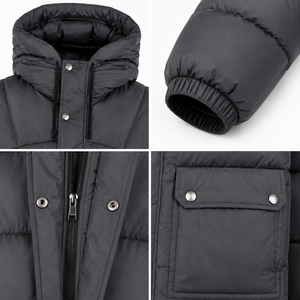 High Quality Hooded Puffer Jacket Exporter Nylon Shell Synthetic Filling Wind Resistant Design Premium Winter Casual <b>Coat</b> <b>Line</b> - Product Image 4