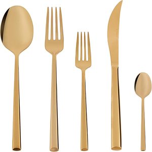 Ensemble de couverts de luxe moderne personnalisé pour la rentrée scolaire, couteau, cuillère, fourchette en acier inoxydable avec finition dorée - Product Image 6