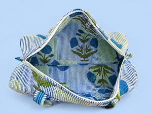 Bolsa de Viaje Tejida con Diseño Floral Kantha, Bolsa de Lona de Algodón para Uso Diario, Gran Capacidad, Cierre de Cremallera, Informal, para Exteriores - Product Image 4
