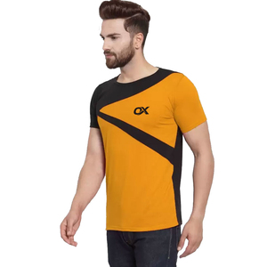 Camisetas para hombre a precio de mayorista, camisetas con logo personalizado, camisetas con cuello redondo, camisetas de diseño naranja y negro para hombre - Product Image 4