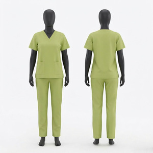 Traje de Enfermería Premium para Mujer, Mezcla de Spandex/Poliéster, 180 GSM, Verde Oliva, Cuello en V, Conjunto de Uniforme con Dos Bolsillos, Uniforme de Hospital - Product Image 1