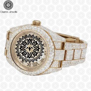 Charm_Jewells Luxury Women's Gold <b>Watch</b> Round Case 40mm Analog Quartz Sapphire Crystal <b>Diamond</b> Encrusted Fashion Bracelet - Product Image 3