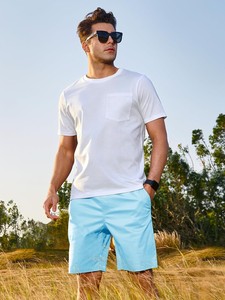 Shorts décontractés pour hommes, légers, en tissu de coton doux, taille élastique, confortables, pour la salle de sport, la course à pied, la détente, la plage, pour hommes - Product Image 3