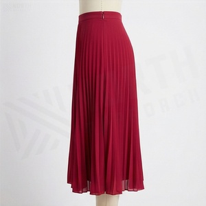 Falda Midi Plisada de Gasa para Mujer, Color Sólido, Elegante, Largo hasta la Rodilla, Cintura Regular, Tela Suave, para Todas las Temporadas - Product Image 3