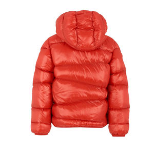 Blouson d'hiver rembourré à capuche rouge, fermeture éclair, coupe-vent, rembourrage en duvet, unisexe, décontracté, couleur unie, longueur courte, coupe standard - Product Image 5