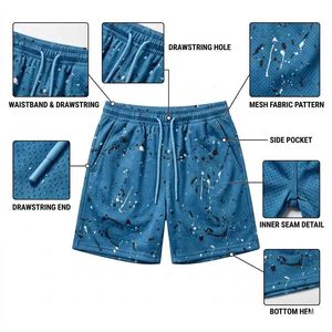 Shorts de basket-ball surdimensionnés pour hommes, streetwear, respirants, en mesh, shorts de sport - Product Image 3