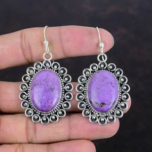 Pendientes de purpurita hechos a mano, plata de ley 925, joyería elegante, pendientes de piedras preciosas moradas naturales para mujer - Product Image 2