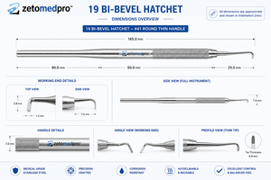 เครื่องมือทันตกรรมแบบมือถือสำหรับการบูรณะฟัน รุ่น Premium Dental 19 Bi-Bevel Hatchet ผลิตจากเหล็กกล้าไร้สนิมเกรดทางการแพทย์ ความแม่นยำสูง สำหรับการผ่าตัดและบูรณะฟัน  OEM - Product Image 3