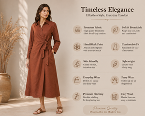 Robe chemise 100% coton à manches longues, avec nœud à nouer sur le devant, col à revers, robe midi vintage, toutes saisons, couleur unie, robe moderne avec poches - Product Image 3