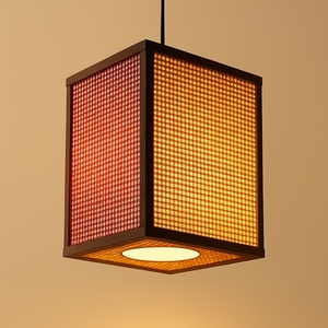 Lampe suspendue rectangulaire en bambou, éco-responsable, minimaliste, décoration d'intérieur, éclairage fait main, diffusion douce et chaude, naturelle - Product Image 5