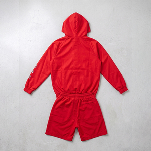 OEM Casual Windproof Hooded Men's 100% Cotton Lightweight Tracksuit Two-Piece <b>Set</b> with Zipper Hoodie and Shorts - Product Image 2