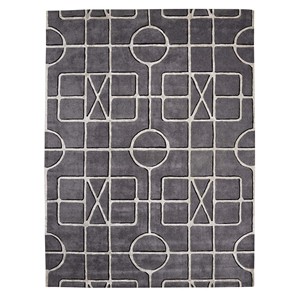Alfombra Moderna Geométrica de Color Carbón, Alfombra Suave de Lana y Seda para Sala de Estar, Dormitorio, Decoración de Hogar Minimalista de Lujo, Hecha a Mano - Product Image 2