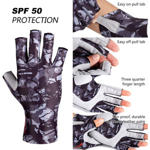 ถุงมือแล่นเรือสมรรถนะสูงพร้อมดีไซน์ไร้นิ้วป้องกันแสงแดด UPF 50+ สำหรับผู้ชายและผู้หญิง สีดำลายพราง - Product Image 2