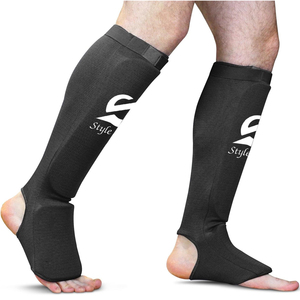 Protège-tibias et cou-de-pieds de combat professionnels en PU de qualité supérieure, antidérapants, légers, à compression, pour une protection complète en entraînement - Product Image 2