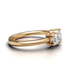 IGI Certified Round & Pear Cut Lab Grown Diamond Two Stone Toi et Moi Engagement/Wedding <b>Ring</b> in 18K Yellow / White & Rose Gold - Product Image 4
