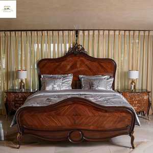 Juego de dormitorio de madera maciza tallada a mano de estilo europeo, juego de dormitorio tapizado estilo princesa, muebles de dormitorio de lujo para bodas y hogar. - Product Image 3