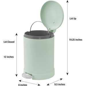 Cestino per Rifiuti in Acciaio Inox Rotondo da 1,2 Galloni, Piccolo Contenitore Metallico con Coperchio a Chiusura Morbida e Pedale - Product Image 3
