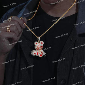 Colgante de Oso Helado en Plata 925 con Aspecto de Diamante Moissanite, Cadena de Estilo Urbano para Hombre, Joyería Hip Hop - Product Image 2