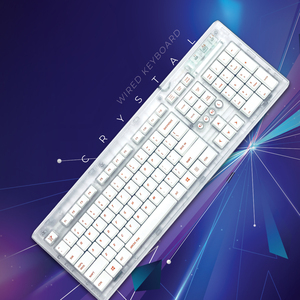 Nouveau clavier filaire USB 2.0 Arctic Fox Crystal, plastique, taille standard, 108 touches, membrane PBT, optique, anti-ghosting, non programmable, sans rétroéclairage - Product Image 4