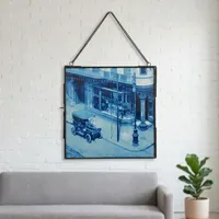 Cadre photo carré en fer et verre Artisan Design Pf1119 avec chaîne de suspension, finition noire, pour affichage mural
