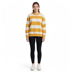 Compre sudaderas a rayas para mujer, sudaderas modernas de corte ajustado con cuello redondo, sudaderas casuales de invierno para mujer de BD - Product Image 5