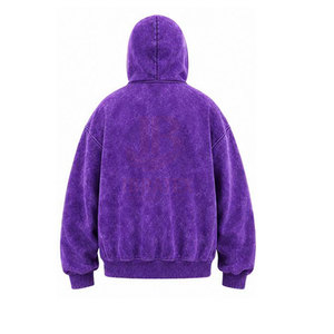 Pasamontañas de forro polar con doble capucha y lavado ácido, tejido liso, máscara facial completa, jersey de invierno de manga larga con bolsillos con cremallera, informal - Product Image 3